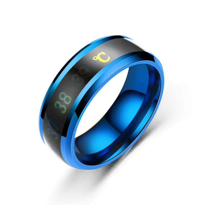 Titanium Steel Mood Ring for Men and Women - Emotion-Responsive Jewelry Blue 1