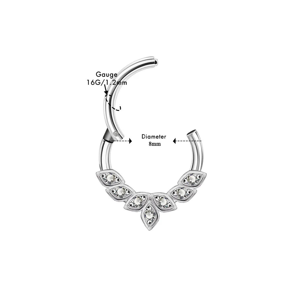 Surgical Steel Indian Nose Septum Ring with Crystal Gem for Women