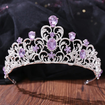 Elegant Lilac Rhinestone Bridal Tiara for Wedding and Special Occasions