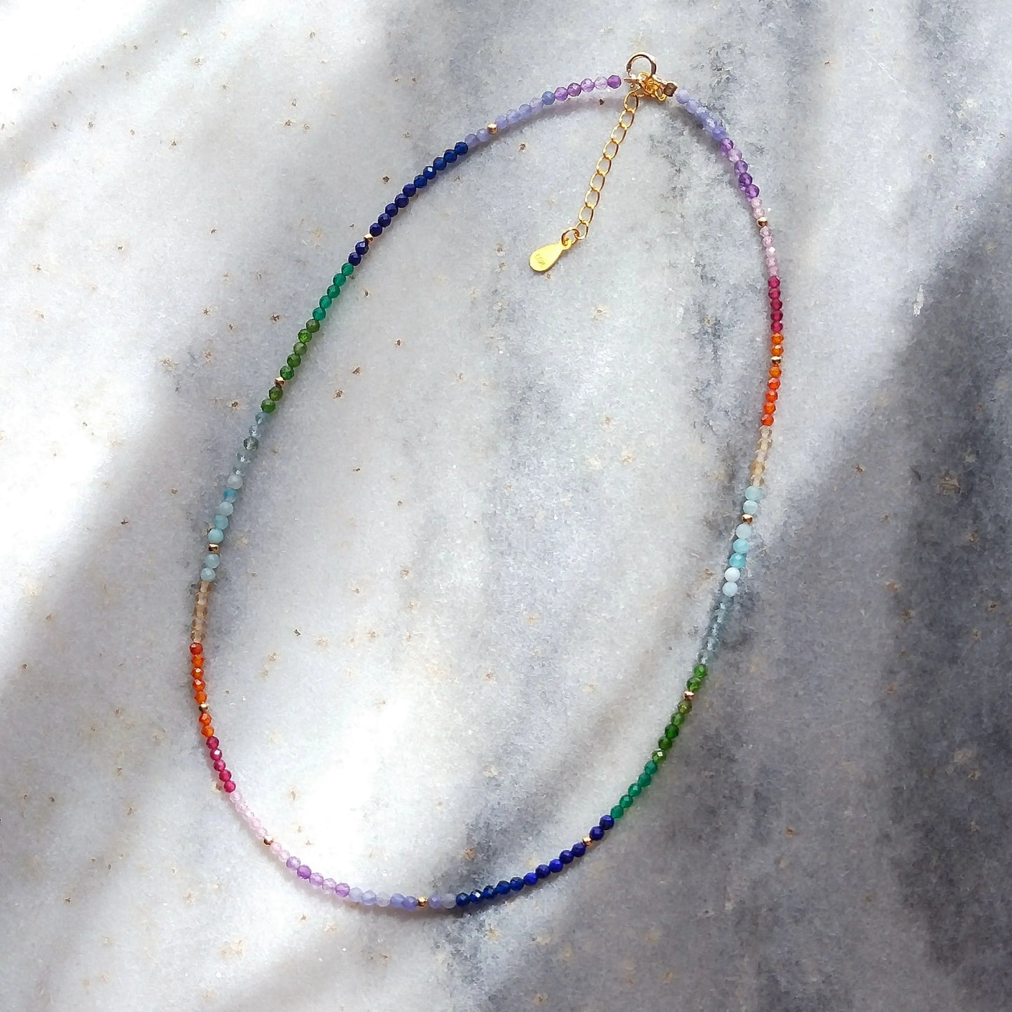 Lii Ji Rainbow Tanzanite Necklace 925 Sterling Silver Gold Adjustable Unisex Gift 37.5+4cm