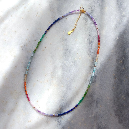 Lii Ji Rainbow Tanzanite Necklace 925 Sterling Silver Gold Adjustable Unisex Gift 37.5+4cm