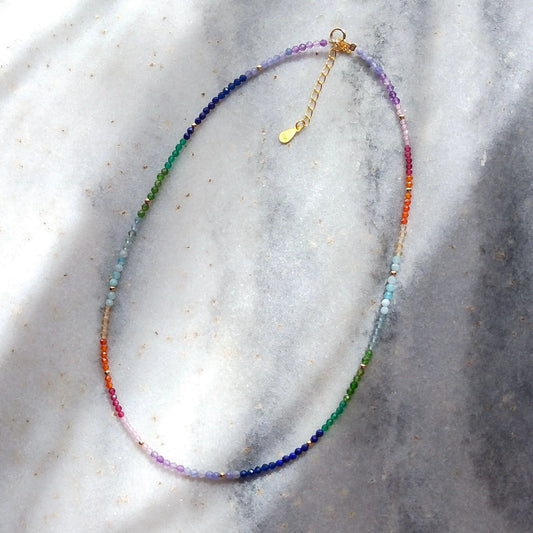 Lii Ji Rainbow Tanzanite Necklace 925 Sterling Silver Gold Adjustable Unisex Gift 37.5+4cm
