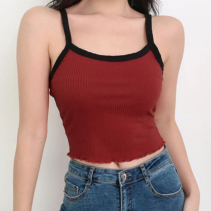 2024 Summer Contrast Crop Tank Top For Women Fitness