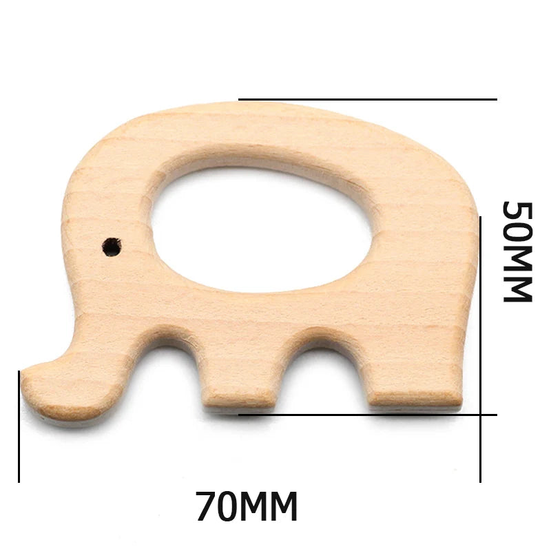 Natural Beech Wood Baby Teethers Set in Animal Shapes - Tortoise, Koala, Whale, Turtle - Food Grade Newborn Toys