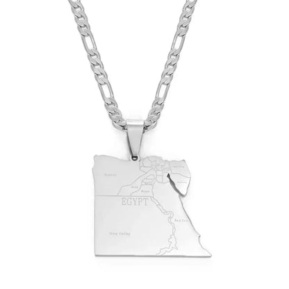 Anniyo Egypt Map States Pendant Necklace Gold Jewelry for Men and Women Silver Color