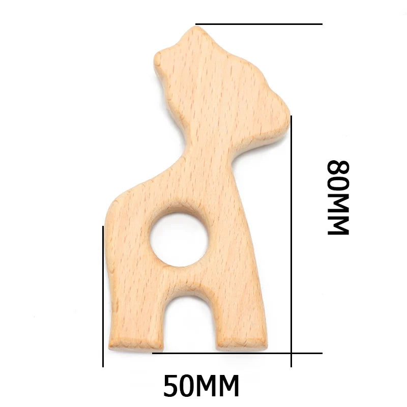 Natural Beech Wood Baby Teethers Set in Animal Shapes - Tortoise, Koala, Whale, Turtle - Food Grade Newborn Toys