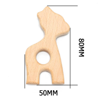 Natural Beech Wood Baby Teethers Set in Animal Shapes - Tortoise, Koala, Whale, Turtle - Food Grade Newborn Toys