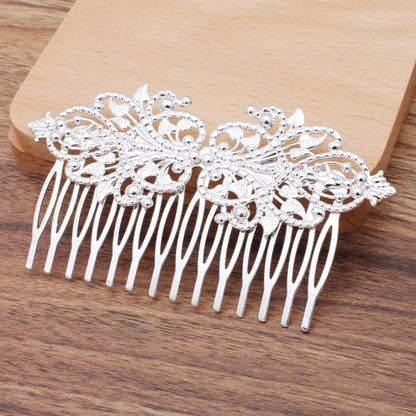 REGELIN Vintage 14 Teeth Flower Motif Hair Comb - Top-Rated Hair Jewelry for Women Silver