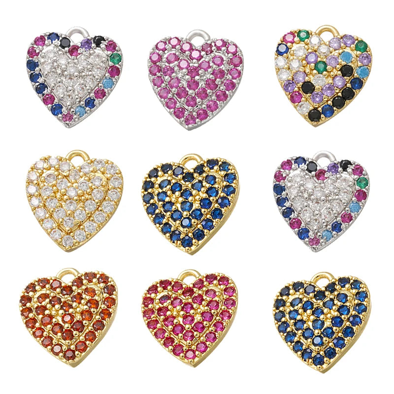 Zhukou Brass Heart Crystal Pendant for Women Jewelry Making