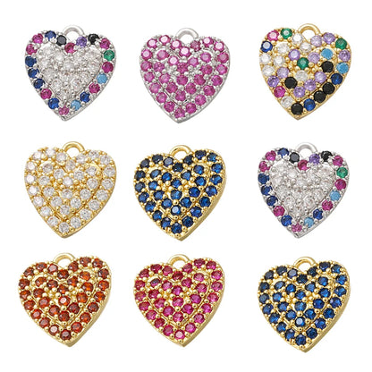 Zhukou Brass Heart Crystal Pendant for Women Jewelry Making