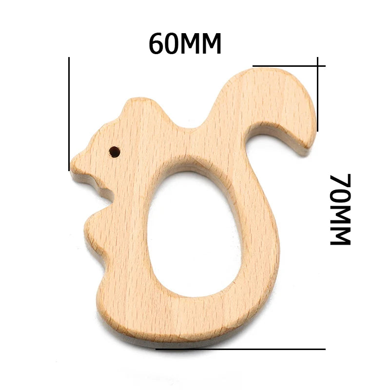 Natural Beech Wood Baby Teethers Set in Animal Shapes - Tortoise, Koala, Whale, Turtle - Food Grade Newborn Toys