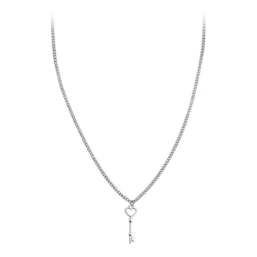 Stylish Men's Stainless Steel Heart Key Chain Necklace for Parties