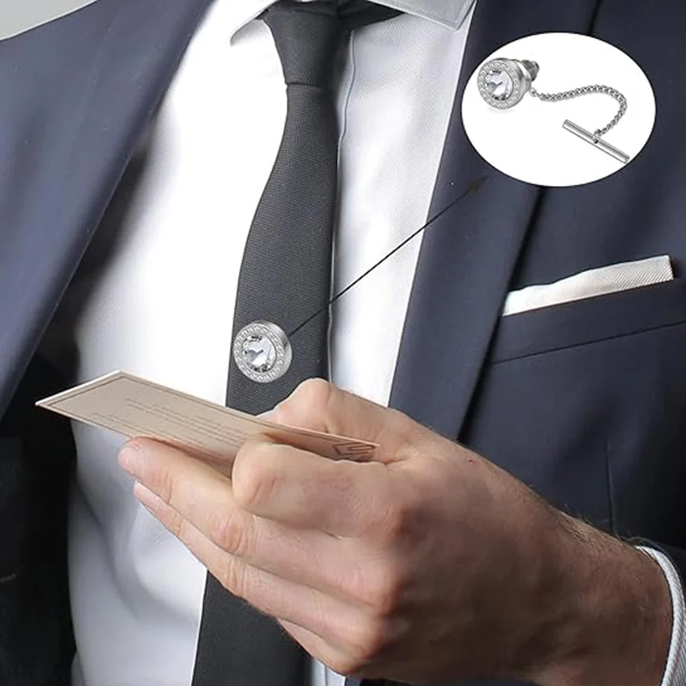 Elegant Silver Copper Zirconia Men's Collar Clips Set for Wedding and Gift