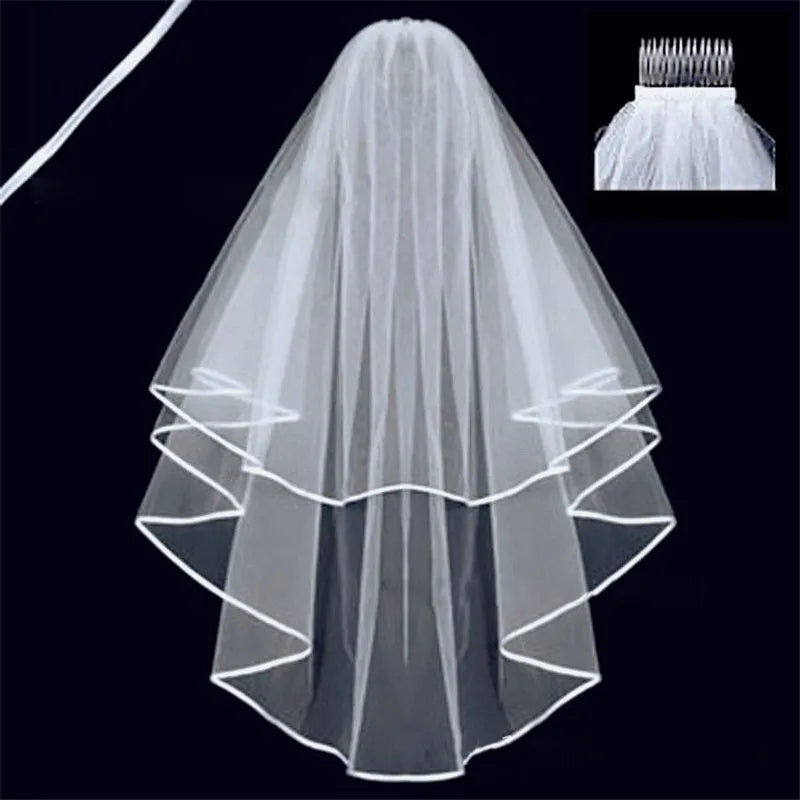 Elegant Two-Layer Tulle Bridal Veil with Comb for Wedding Day Charm