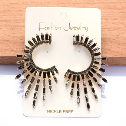 Boho Ethnic Multicolor Crystal Rhinestone Tassel Earrings for Women
