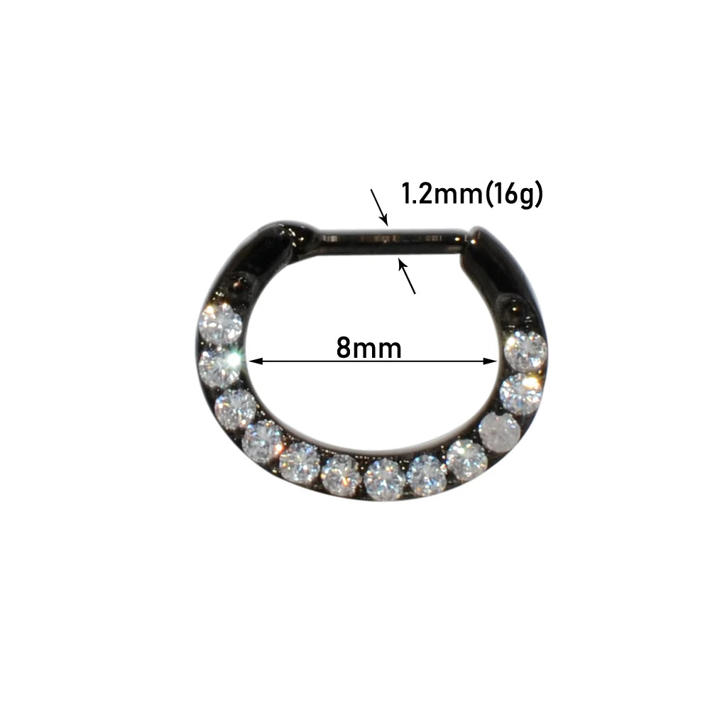 Surgical Steel Indian Nose Septum Ring with Crystal Gem for Women