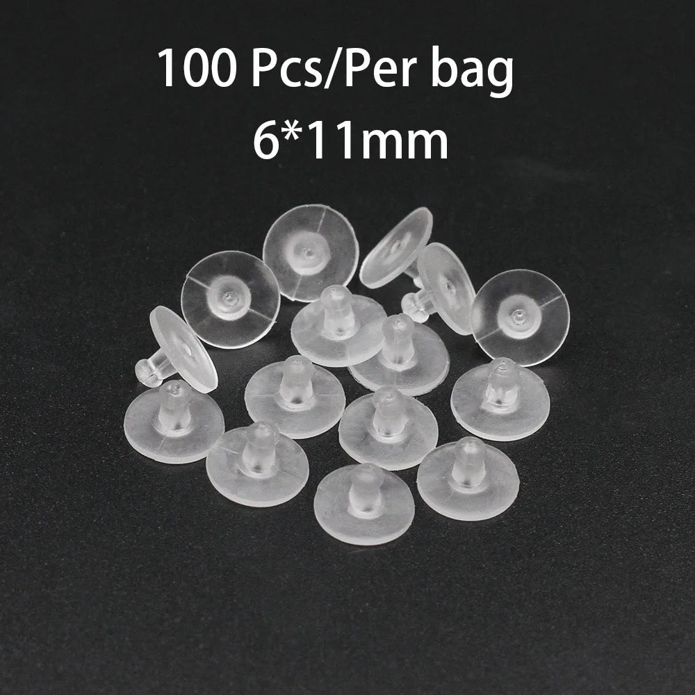 Silicone Earring Backs Set of 100 Round Ear Plug Stoppers for Jewelry DIY