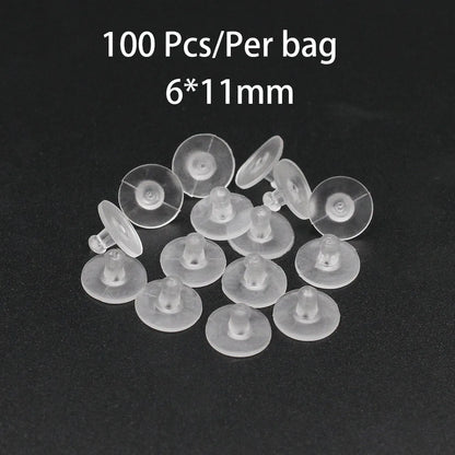 Silicone Earring Backs Set of 100 Round Ear Plug Stoppers for Jewelry DIY