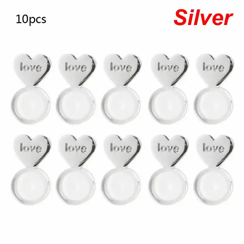 10Pcs Heart Love Magic Adjustable Earring Lifters Support Set Silver