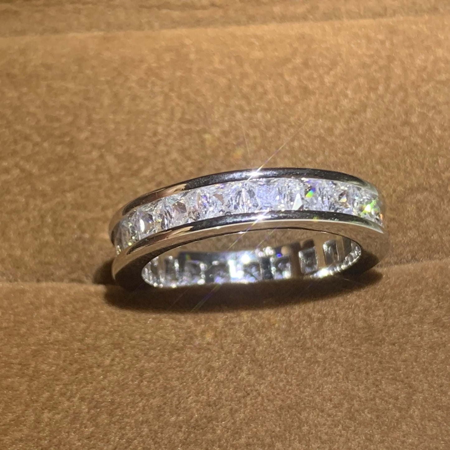 Luxury Pave AAAAA CZ 925 Sterling Silver Engagement Wedding Ring for Women and Men Vintage Party Jewelry Gift