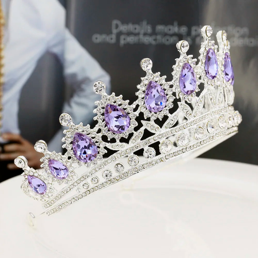 Elegant Lilac Rhinestone Bridal Tiara for Wedding and Special Occasions