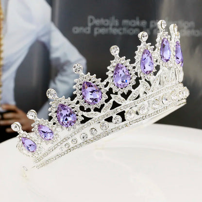 Elegant Lilac Rhinestone Bridal Tiara for Wedding and Special Occasions
