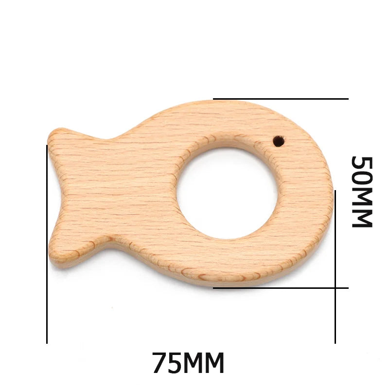 Natural Beech Wood Baby Teethers Set in Animal Shapes - Tortoise, Koala, Whale, Turtle - Food Grade Newborn Toys