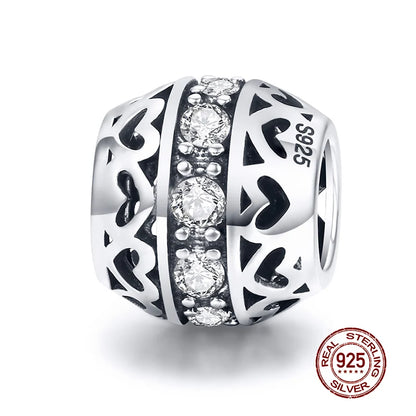Genuine 925 Sterling Silver Vintage Galaxy Round Charms Top Rated Openwork Beads for Authentic Bracelets CQC523
