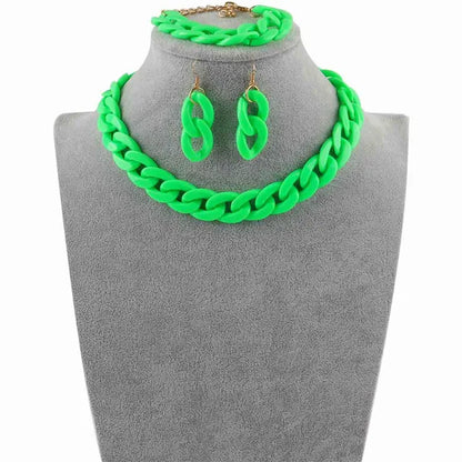 FishSheep Bohemian Candy Color Choker Necklace and Earrings Set for Women 2022 Fashion Jewelry