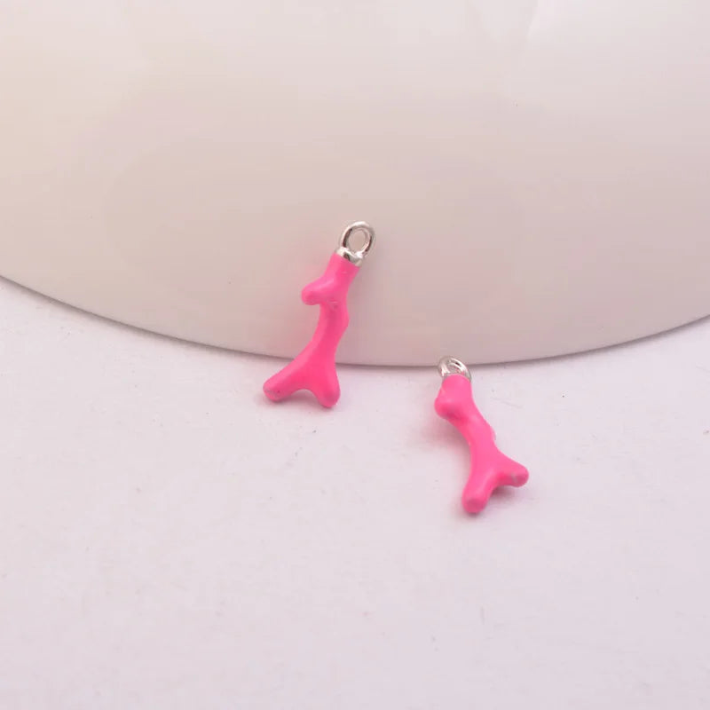 Vibrant Enamel Tree Charms Rhodium Plated Copper Pendants for DIY Earrings Jewelry 10pcs Set