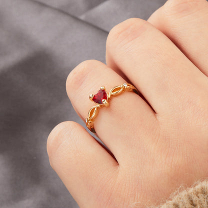 Romantic Rhinestone Heart Ring for Women - Perfect Wedding or Birthday Gift