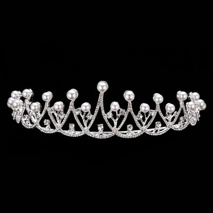 Bride's Crystal Pearl Jewelry Set - Stunning Rhinestone Choker, Earrings & Tiara for Your Dream Wedding H065 1PCS Crown