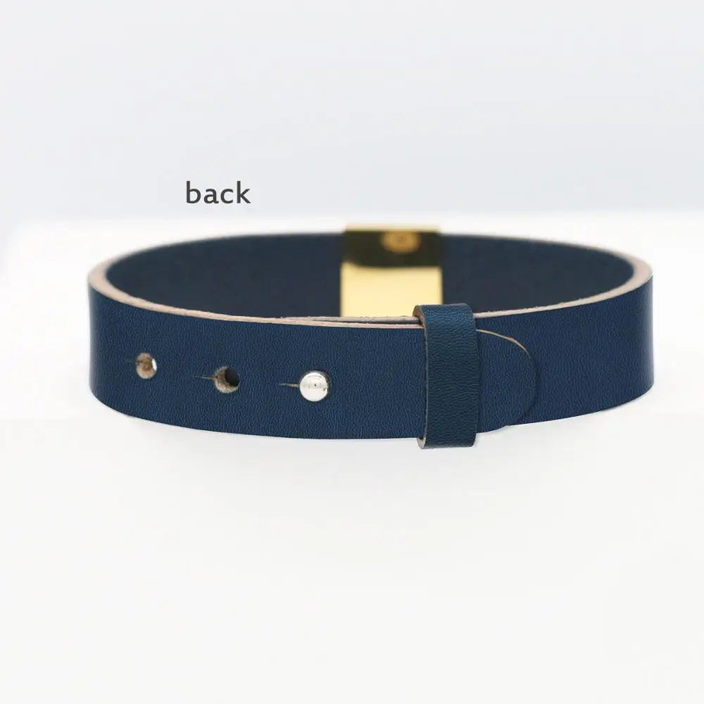 Custom Engraved Leather Bracelet for Men - Personalized Anniversary Gift with Kids Names or Coordinates
