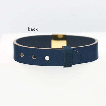 Custom Engraved Leather Bracelet for Men - Personalized Anniversary Gift with Kids Names or Coordinates