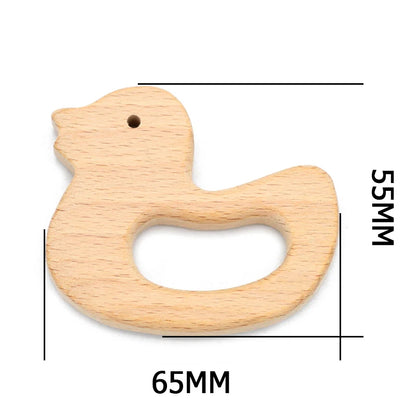 Natural Beech Wood Baby Teethers Set in Animal Shapes - Tortoise, Koala, Whale, Turtle - Food Grade Newborn Toys