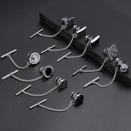 Elegant Silver Copper Zirconia Men's Collar Clips Set for Wedding and Gift