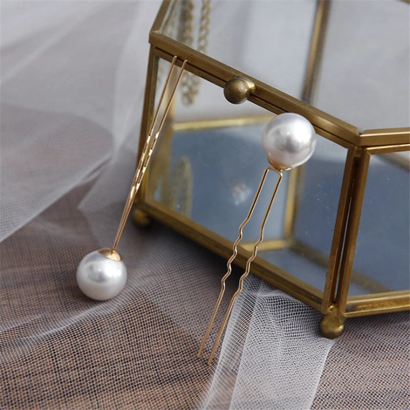 Elegant Pearl Bridal Hair Pin U-Shaped Barrette Clip for Wedding and Party Styles
