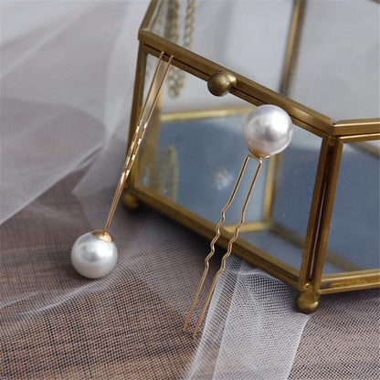 Elegant Pearl Bridal Hair Pin U-Shaped Barrette Clip for Wedding and Party Styles