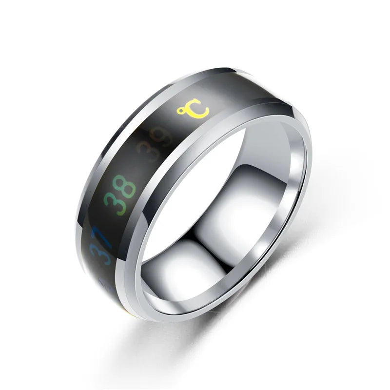 Titanium Steel Mood Ring for Men and Women - Emotion-Responsive Jewelry Black