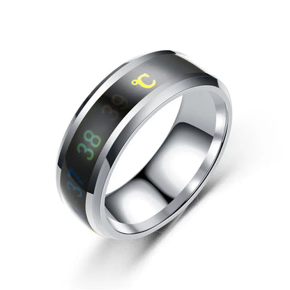 Titanium Steel Mood Ring for Men and Women - Emotion-Responsive Jewelry Black