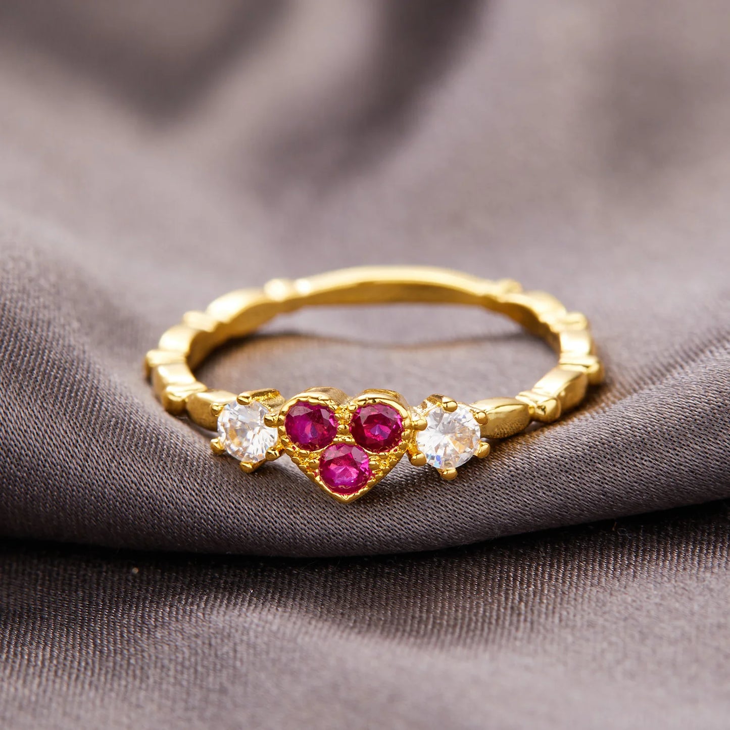 Romantic Rhinestone Heart Ring for Women - Perfect Wedding or Birthday Gift