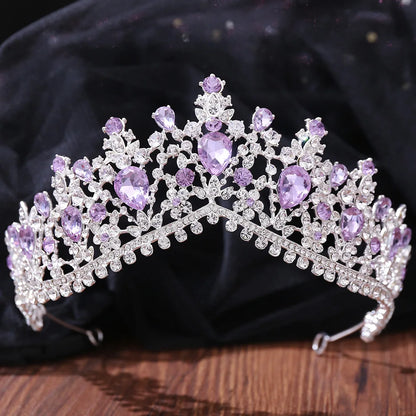 Elegant Lilac Rhinestone Bridal Tiara for Wedding and Special Occasions