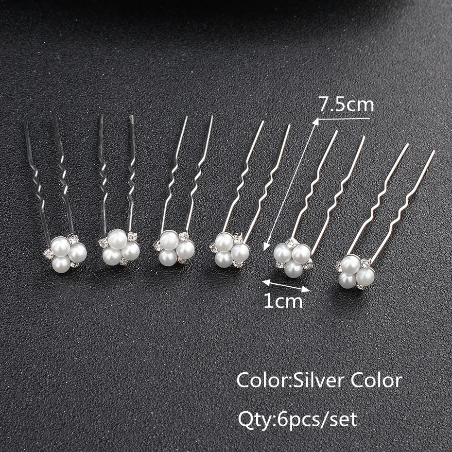 Miallo Bridal Hair Accessories - Top-Rated Rhinestone & Pearl Hair Pins for Brides Silver HSJ3281S