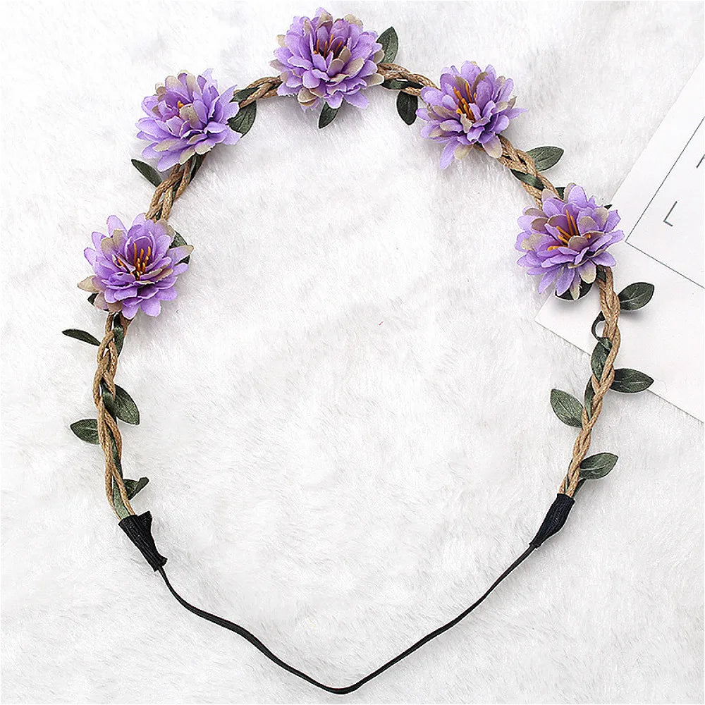 Elegant Floral Wedding Headband Wreath for Women - Bride Flower Crown Party Hair Accessory