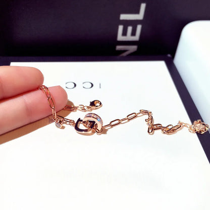 New Fashion Japan Korea Super Shine Rhinestone Word Bracelets Luxury Jewelry Accessories for Women and Girls
