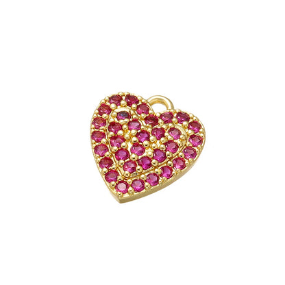 Zhukou Brass Heart Crystal Pendant for Women Jewelry Making