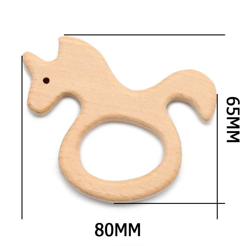 Natural Beech Wood Baby Teethers Set in Animal Shapes - Tortoise, Koala, Whale, Turtle - Food Grade Newborn Toys