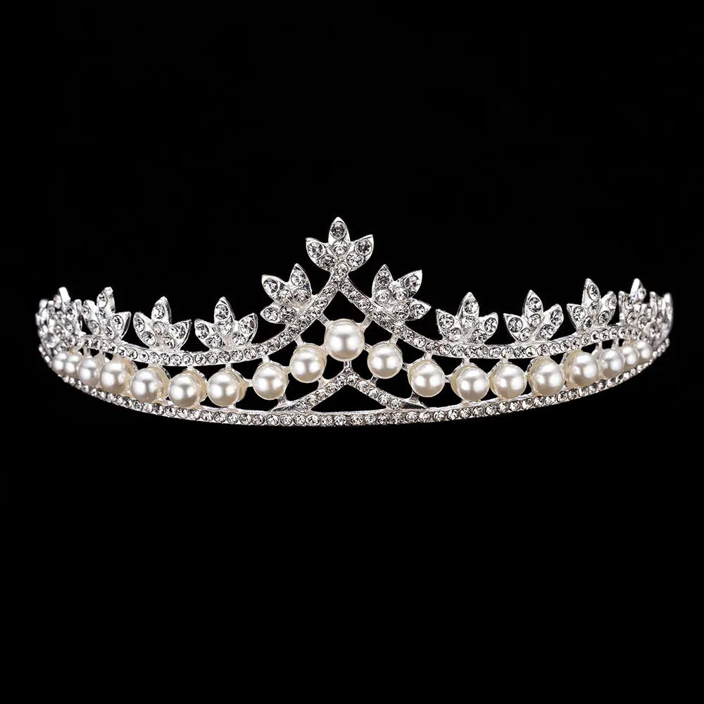 Bride's Crystal Pearl Jewelry Set - Stunning Rhinestone Choker, Earrings & Tiara for Your Dream Wedding H052 Crown