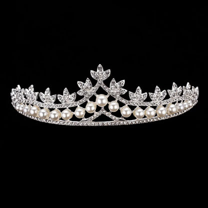 Bride's Crystal Pearl Jewelry Set - Stunning Rhinestone Choker, Earrings & Tiara for Your Dream Wedding H052 Crown