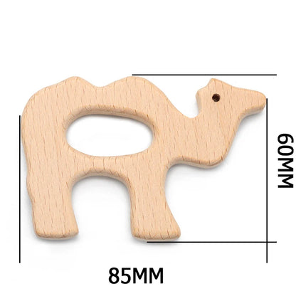 Natural Beech Wood Baby Teethers Set in Animal Shapes - Tortoise, Koala, Whale, Turtle - Food Grade Newborn Toys